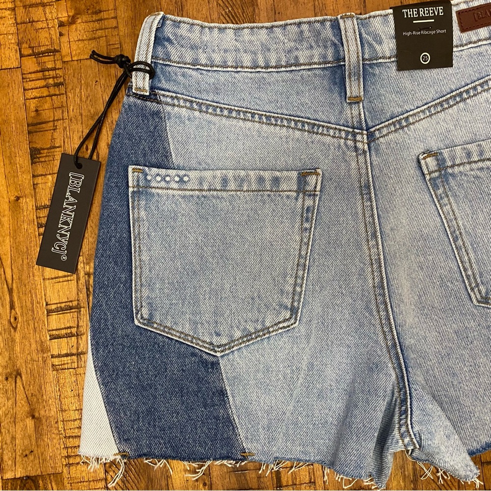Blank NYC The Reeve High-Rise Ribcage Patchwork Denim Shorts - Picture 7 of 15